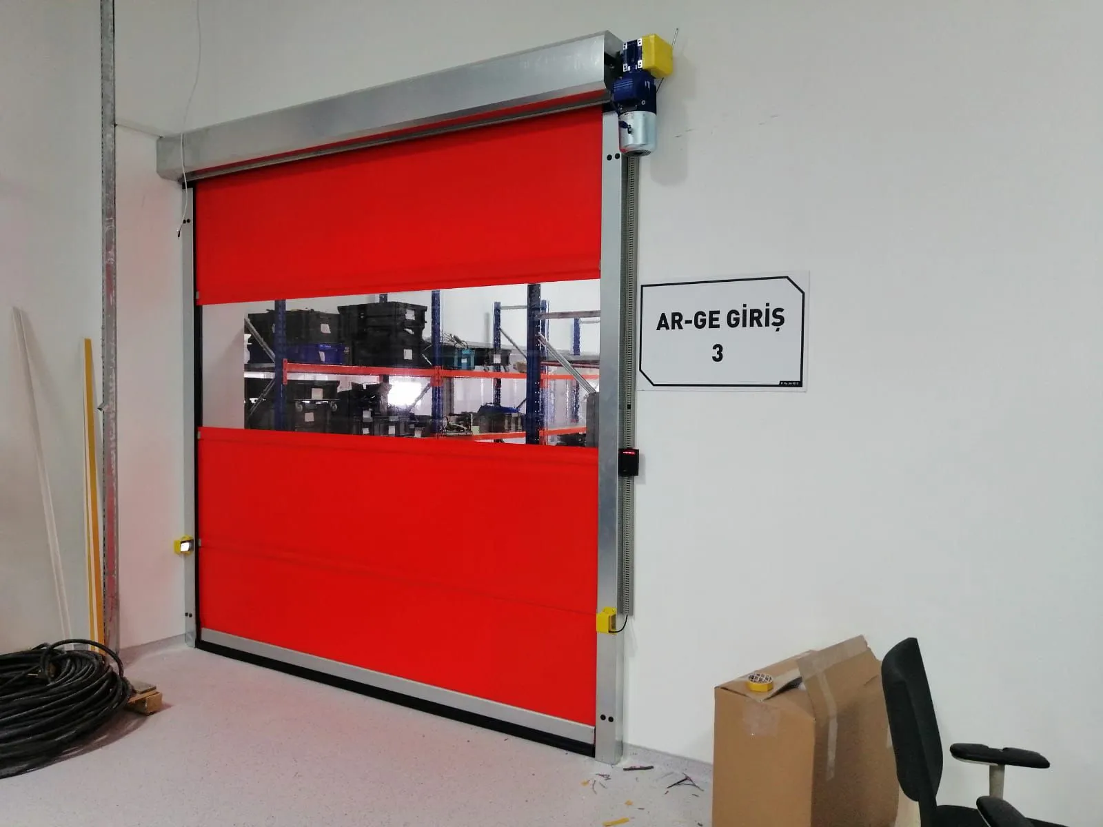 Katlanır PVC kapı sistemi depo uygulaması